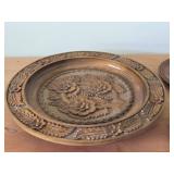 Lot of (3) Handcarved Wooden Decorative Wall Plates
