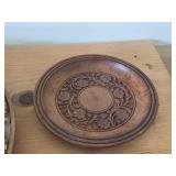 Lot of (3) Handcarved Wooden Decorative Wall Plates