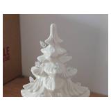 White Light-Up Ceramic Christmas Tree with Clear Bulb Lights