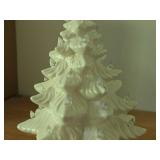 White Light-Up Ceramic Christmas Tree with Clear Bulb Lights