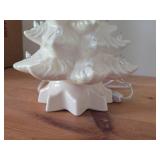 White Light-Up Ceramic Christmas Tree with Clear Bulb Lights