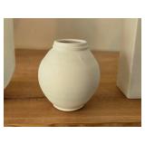 Lot of (3) White Vases - Glass and Ceramic (x2)