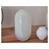Lot of (3) White Vases - Glass and Ceramic (x2)