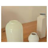 Lot of (3) White Vases - Glass and Ceramic (x2)
