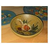 Lot of (4) (3) Rosemaling Platest Bowls + (1) Decorative Floral Wall Plate