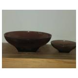 Lot of (2) Hazel Atlas Moroccan Amethst Glass Bowl with Square Base