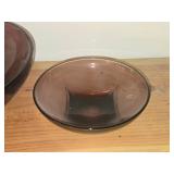 Lot of (2) Hazel Atlas Moroccan Amethst Glass Bowl with Square Base
