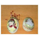 Lot of (2) Porcelain Egg Decorations