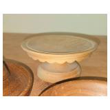 (2) Wood Bowls, (1) Teak Wood Chip Dip Bowl and (1) Cake / Mini Cake Stand
