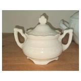 Richard Ginori White Porcelain Soup Tureen + Lidded Porcelain Sugar Bowl - Vecchio Ginori Collection