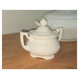 Richard Ginori White Porcelain Soup Tureen + Lidded Porcelain Sugar Bowl - Vecchio Ginori Collection