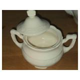 Richard Ginori White Porcelain Soup Tureen + Lidded Porcelain Sugar Bowl - Vecchio Ginori Collection
