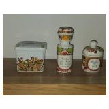 Lot of (3) Figgio Flint Dishwares - Powder Sugar Shaker, Lidded Jar, Lidded Butter Dish/ Storage Box | Turi Design | Norway