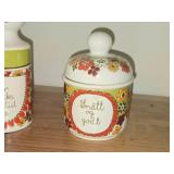 Lot of (3) Figgio Flint Dishwares - Powder Sugar Shaker, Lidded Jar, Lidded Butter Dish/ Storage Box | Turi Design | Norway