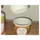 Lot of (3) Figgio Flint Dishwares - Powder Sugar Shaker, Lidded Jar, Lidded Butter Dish/ Storage Box | Turi Design | Norway