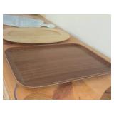 (2) Wood Cutting Boards, (1) Ceramic Cutting Board, (2) Wood Serving Trays
