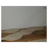 (3) Wood Fish theme Serving Trays + Wood Fish theme Cutting Board + Tear shaped Cutting Board