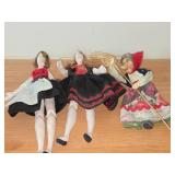 Lot of (3) Dolls - German Witch Doll + (2) Handmade Norwegian Dolls