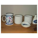 Porsgrund (Norway) Cups (2), Mug, Snack Dish, Peanut Shaker Bud Vase