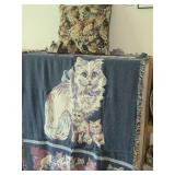 Cat theme Throw Blanket 70"x45", Large Cat Pillow, Door Knob Cat Pillow