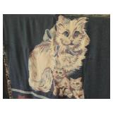 Cat theme Throw Blanket 70"x45", Large Cat Pillow, Door Knob Cat Pillow