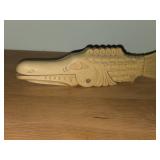 3D Handcarved Wood Fish Art with Hinged Mouth
