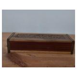 Flip-Top Carved Wood Trinket Box