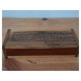 Flip-Top Carved Wood Trinket Box