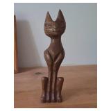 Handcarved Teak Wood Siamese Cat Figure (Taiwan)