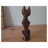 Handcarved Teak Wood Siamese Cat Figure (Taiwan)