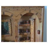 Vintage Handcarved Wood Diorama of a Miniature Kitchen