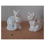 Lot of (2) Porcelain Cat Figures - Creamer an Sugar Bowl