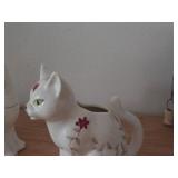 Lot of (2) Porcelain Cat Figures - Creamer an Sugar Bowl