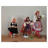 Lot of (2) Collectible Dolls - Finnish Flagg Folk Art Doll, Polish Handmade Folk Art Doll, Dutch Souvenir Doll