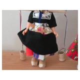 Lot of (2) Collectible Dolls - Finnish Flagg Folk Art Doll, Polish Handmade Folk Art Doll, Dutch Souvenir Doll
