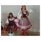 Lot of (2) Collectible Dolls - Finnish Flagg Folk Art Doll, Polish Handmade Folk Art Doll, Dutch Souvenir Doll
