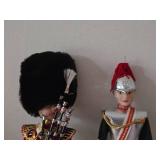 Scottish Royal Guard Piper Doll, Blues & Royals Trooper Doll, Metal Figurines (x2)
