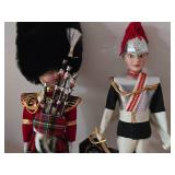 Scottish Royal Guard Piper Doll, Blues & Royals Trooper Doll, Metal Figurines (x2)