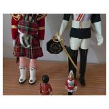 Scottish Royal Guard Piper Doll, Blues & Royals Trooper Doll, Metal Figurines (x2)