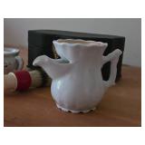 Vintage Mustache Cup, Scuttle Shaving Mug, Vintage Mohawk Shave Brush