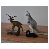 Lot of (4) Fur Figurines - Kangaroo, Seal, Antelope, Walrus