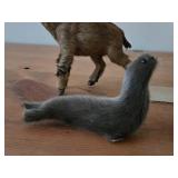 Lot of (4) Fur Figurines - Kangaroo, Seal, Antelope, Walrus