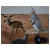 Lot of (4) Fur Figurines - Kangaroo, Seal, Antelope, Walrus