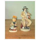 Candrean Handpainted Man Playing Bagpipes 6", Napco Little Seamstress Ceramic Figurine
