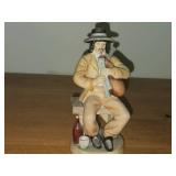 Candrean Handpainted Man Playing Bagpipes 6", Napco Little Seamstress Ceramic Figurine