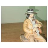 Candrean Handpainted Man Playing Bagpipes 6", Napco Little Seamstress Ceramic Figurine