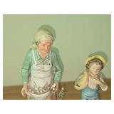 Homco Lady Farmer with Eggs 10", Homco Farmer Boy 8" and Homco Farmer Girl 8"