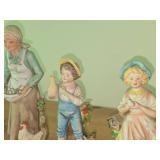 Homco Lady Farmer with Eggs 10", Homco Farmer Boy 8" and Homco Farmer Girl 8"