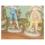 Homco Lady Farmer with Eggs 10", Homco Farmer Boy 8" and Homco Farmer Girl 8"