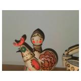 Lot of (3) Handcarved Burnt Wood Russian Figures